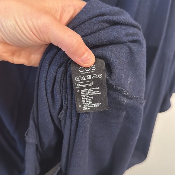 COS Women's Asymmetric Tunic Dress Midi Oversize Fit Navy Blue Size S - Picture 6 of 6